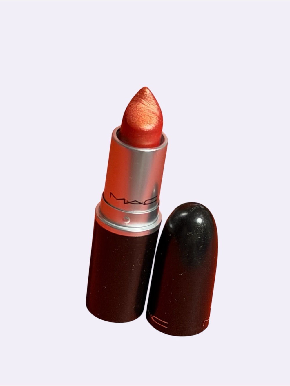 MAC CB 96 Frost Finish Shimmering Red & Gold Lipstick - Picture 8 of 12